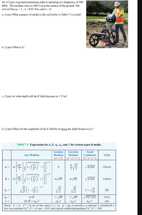 Solved 10 12 Pts A Ground Penetrating Radar Is Operating Chegg