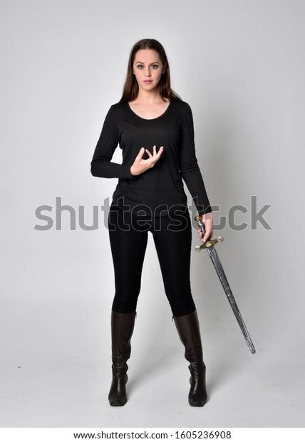 Full Length Portrait Pretty Brunette Girl Stock Photo Shutterstock