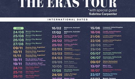 Eras Tour America 2024 Dates - Yoko Shannon