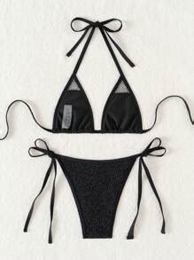 Swim Sxy Women S Sexy Micro Triangle Bikini Set With Black Sheer Side Tie Beach Swimwear Summer