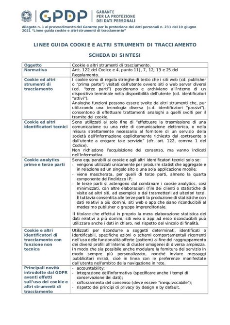 Linee Guida Cookie E Altri Strumenti Di Tracciamento Scheda Di Sintesi