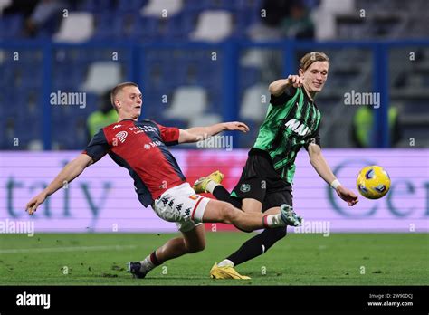 Albert Gudmundsson Genoa Marcus Pedersen Sassuolo During The Italian