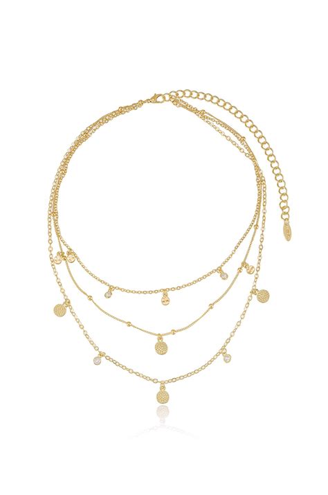 Crystal Detailed Triple Layer Necklace Ettika