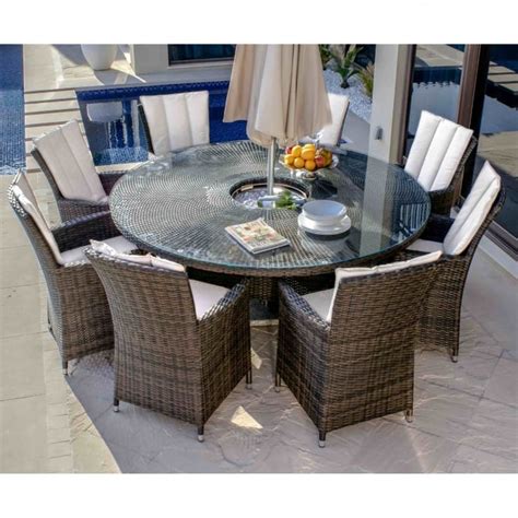 Maze Rattan La Seat Round Ice Bucket Dining Set Garden Street