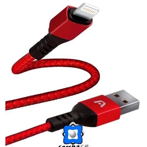 Argom Cable Lightning A Usb Mts Rojo Trenzado Dura Form Arg Cb