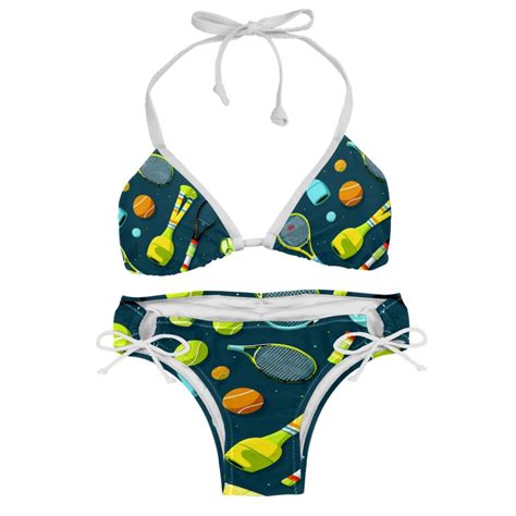 Tennis Detachable Sponge Adjustable Strap Bikini Set Two Pack Swim