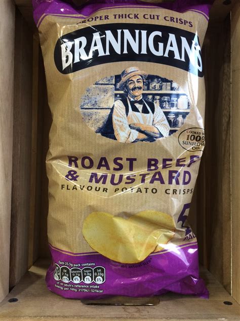 Brannigans Roast Beef & Mustard Crisps 5 Pack (5x25.5g) & Low Price ...