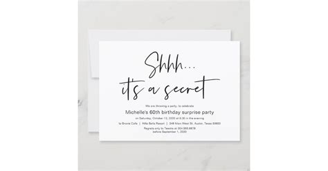 Shhh Its A Secret Surprise Birthday Party Invitation Zazzle