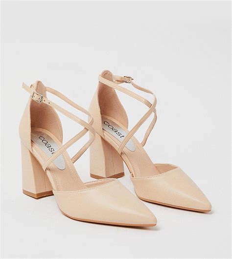 Buy Coast Treat Block Heel Cross Strap Court In Nude ThStreet Qatar
