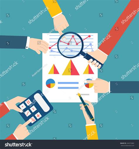 People Examining Economic Statistic Financial Examiner Stock Vector
