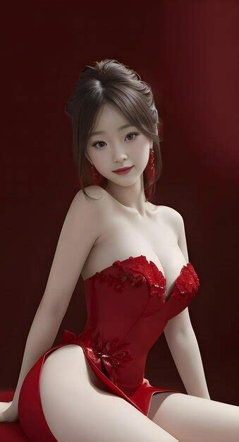 Premium Photo Portrait Of A Beautiful Asian Woman In Sexy Red Lingerie