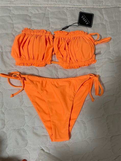 Neon Orange Bikini Women S Fashion Swimwear Bikinis Swimsuits On Carousell
