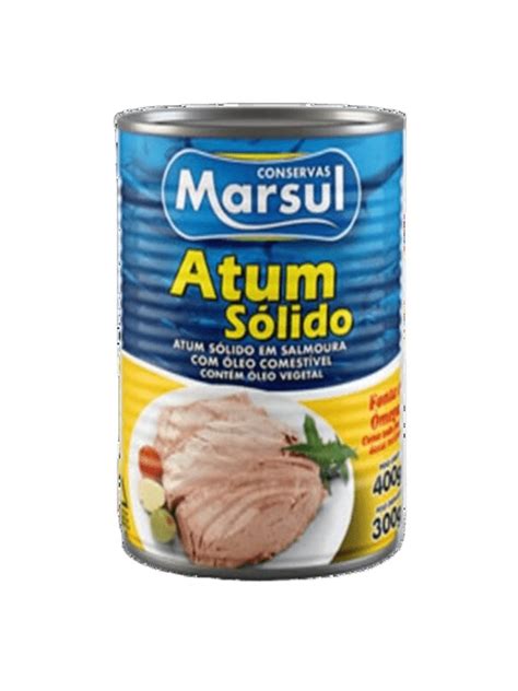 Tipos De Atum Em Lata - Atum Sólido em Oleo Lata 400 g - Marsul - Rara Distribuidora de Alimentos
