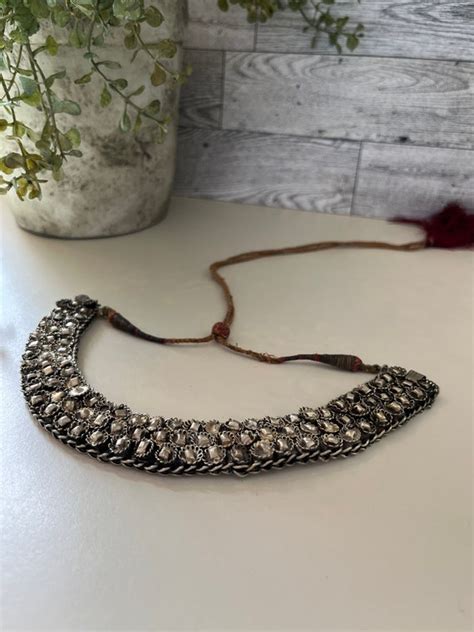 Vintage Tribal Choker Necklace Gem