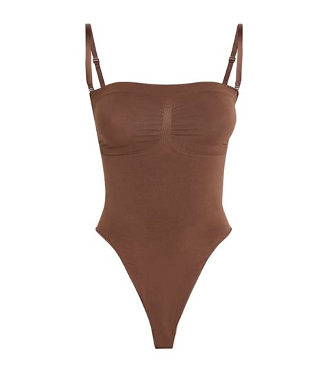 Womens Skims Brown Seamless Sculpt Thong Bodysuit Harrods Us