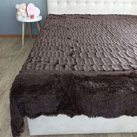 Плед-покрывало Koloco меховой Норка Шоколад 220х240 см ПН-220240-9 ...