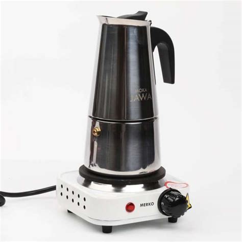 Promo Premium Kompor Listrik Mini Hot Plate W Mokapot Coffee Maker Paket Duo Jawa Putih