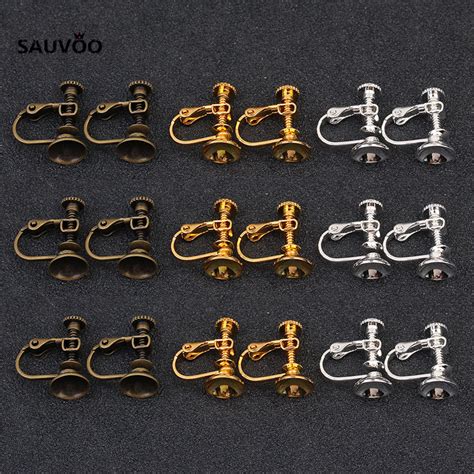 Sauvoo 10pcs Lot Antique Bronze Gold Silver Color Copper No Piercing