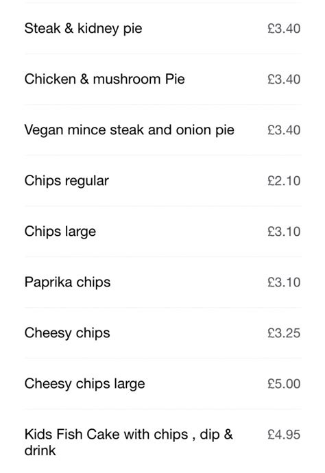 The Cod Shop Minehead S Full Menu Online