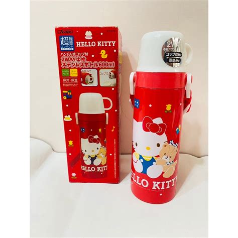 正版授權 三麗鷗 Hello Kitty 凱蒂貓 不鏽鋼超輕量保溫保冷水壺 600ml 蝦皮購物