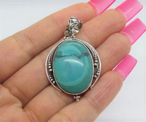 Vintage Sterling Silver Turquoise Pendant Etsy