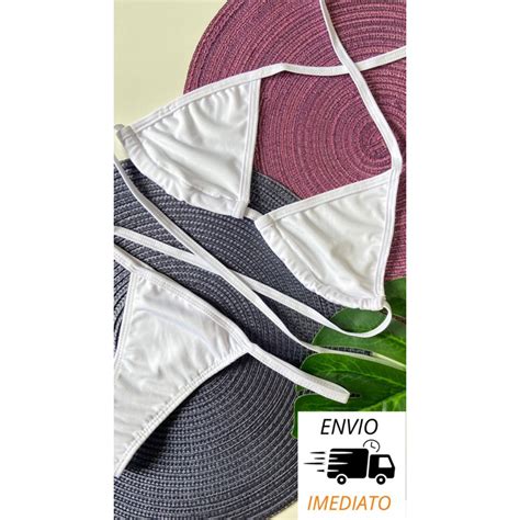 Biquini Branco Marquinha De Fita Bikini Fita Shopee Brasil