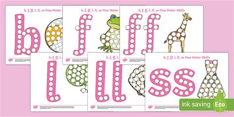 B F Ff L Ll Ss Button Placing Fine Motor Skills Activity