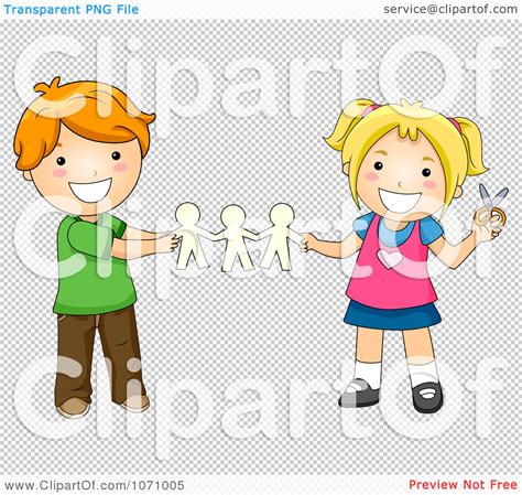 Clipart School Kids Playing With Paper Dolls - Royalty Free Vector ...