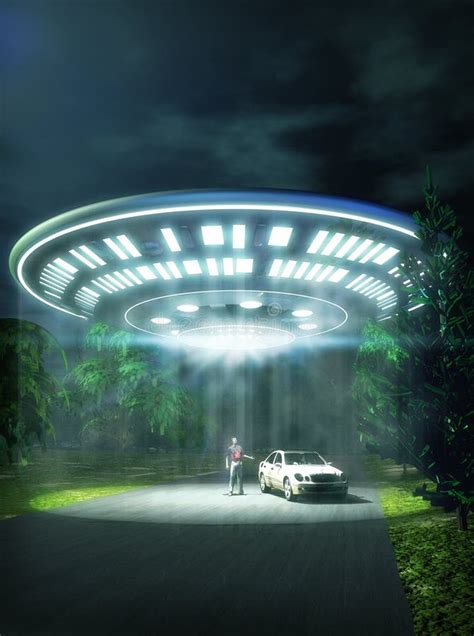 Abducción Del Coche Del UFO Stock de ilustración Ilustración de