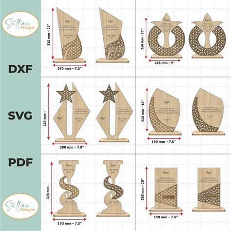 Lot de 22 fichiers découpés au laser Trophée Award du design différent