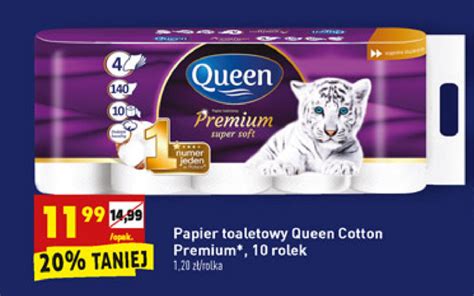 Promocja Papier Toaletowy Queen Cotton Premium 10 Rolek W Biedronka