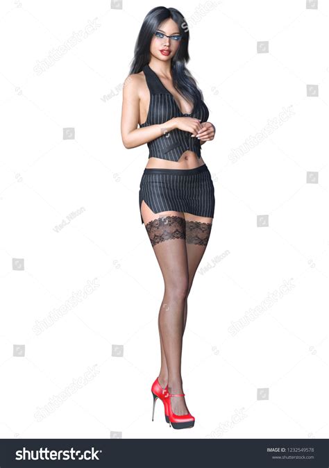 Longhaired Sexy Brunette Secretary Black Pantyhose Stock Illustration Shutterstock