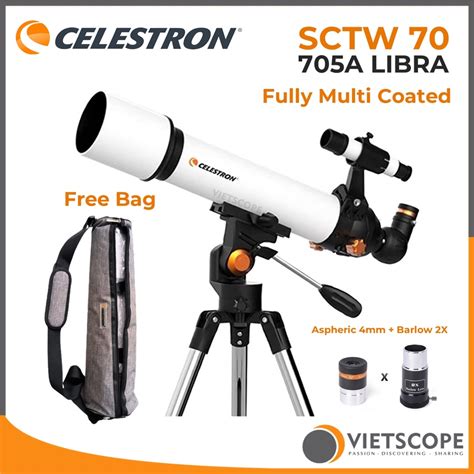 Kính thiên văn khúc xạ Celestron SCTW 70 - 705A Libra tặng kèm túi đựng ...