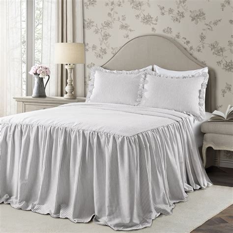 Lush Decor Ticking Stripe Bedspread Twin Gray 2 Pc Set