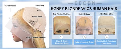 Amazon EECBN Inch Honey Blonde Wig Human Hair X Lace Front Wigs Human Hair