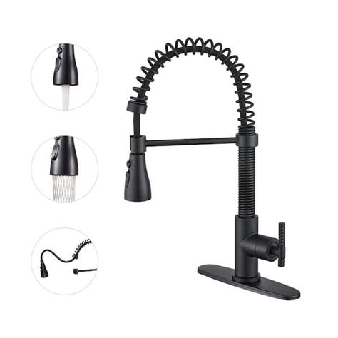 Casainc Single Handle Pull Down Sprayer Kitchen Faucet With Power Clean Multi Function Spray In