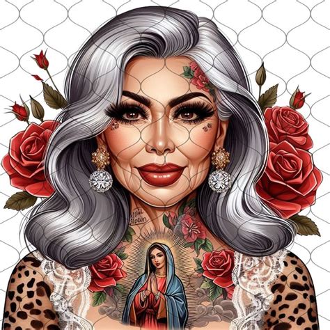 Inked Grandma Transparent Png Inked Mom Chicano Woman Png Latina Woman Png Chicana