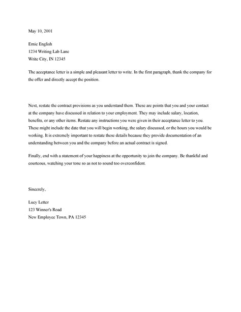 Professional Job Offer Acceptance Letter Email Templates