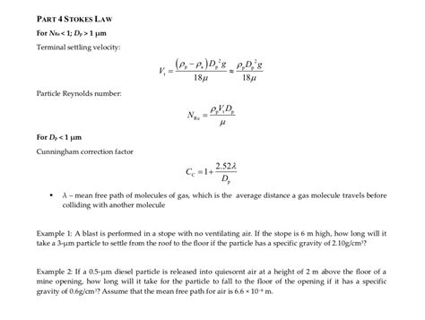 Solved PART 4 STOKES LAW For NRe 1 Um Terminal Chegg