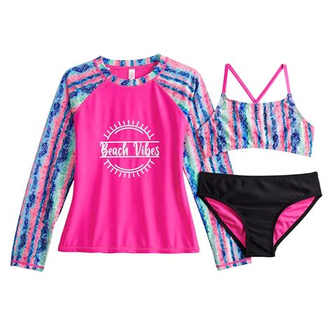 Girls 7 16 So® Tie Dye Beach Vibes Bikini Top Bottoms And Rash Guard