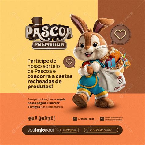 Páscoa Premiada Supermercado Boa Sorte Social Media PSD Editável