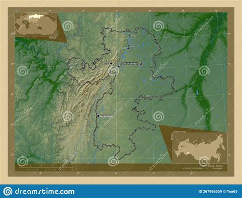 chelyabinsk russia physical labelled points cities stock illustration illustration
