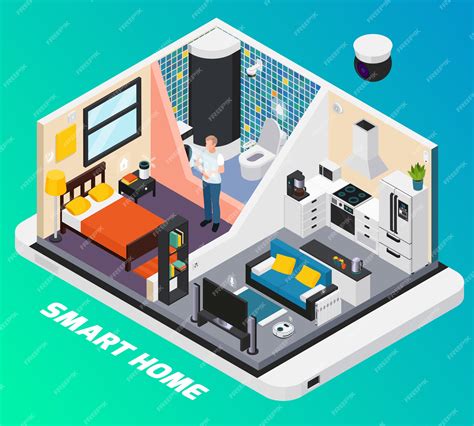 Free Vector | Smart home interior isometric design with light system