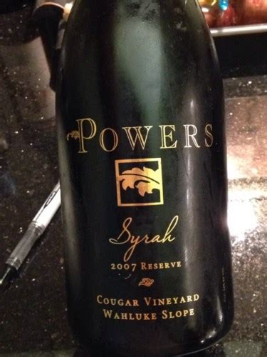 Powers Cougar Vineyard Reserve Syrah Vivino Us