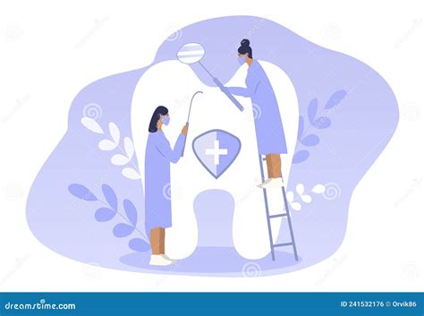 Vector Hand Drawn Illustration In Flat Style On The Theme Of Dentistry