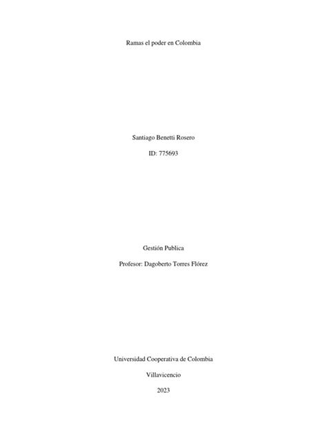 Ramas El Poder En Colombia Pdf Administración Pública Judicaturas