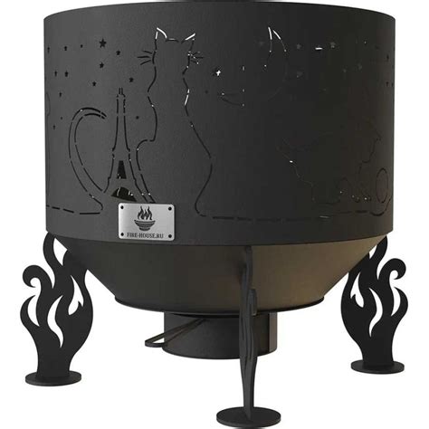 Костровая чаша FIRE-HOUSE коты и звезды диаметр 600 мм, с зольником Ch1 ...