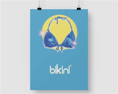 Blue Bikini Pixel Art Bit Art Print X Cm Etsy UK
