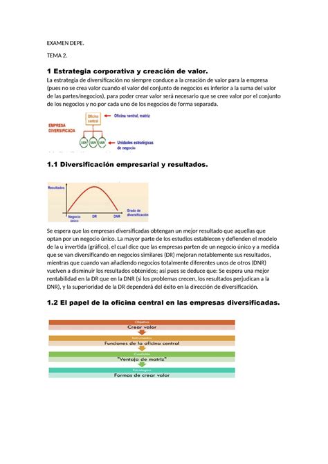 Examen DEPE Apuntes EXAMEN DEPE TEMA 2 1 Estrategia Corporativa Y