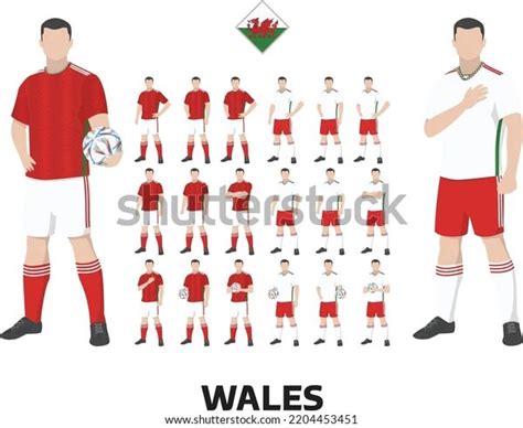 Wales Football Team Kit Home Kit Stock Vector Royalty Free 2204453451